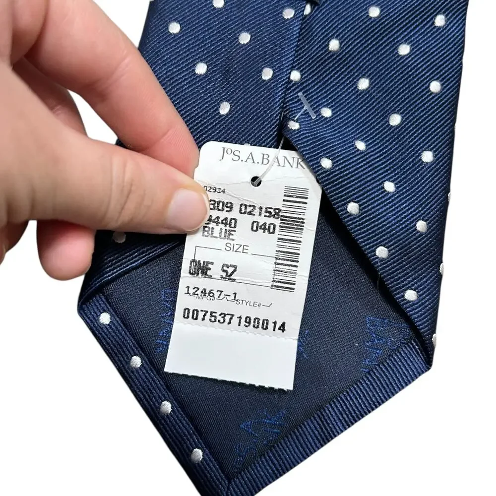 Jos. A. Bank Executive Collection Silk Tie NWT OS Navy Polka Dot Formal Sharp